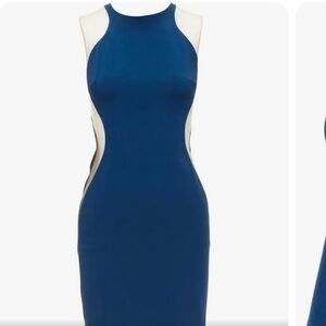 new with tag-Mccartney 2016 Blue Sheer Panel Waist Illusion Mini Dress It38